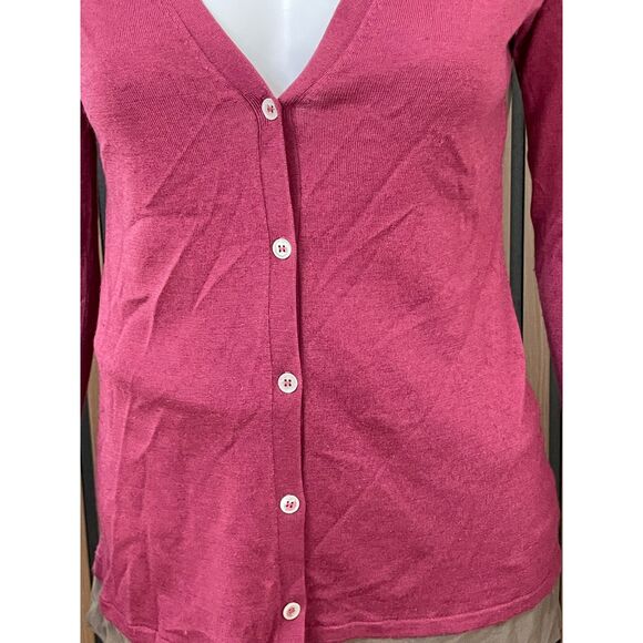 Saks Fifth Avenue Women's S Pink Sweater Silk Cardigan Knitted Cozy Chic Stretch - Picture 3 of 9